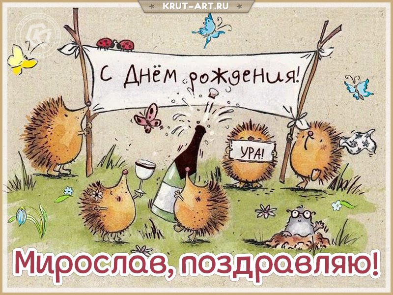 Открытка с днем рождения мужчине по имени Мирослав
