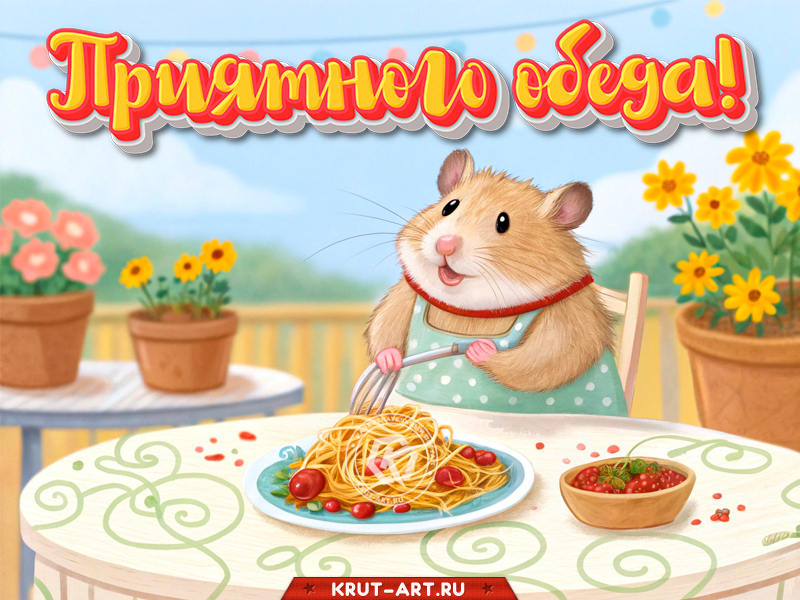 Очаровательный хомячок желает вам приятного обеда!