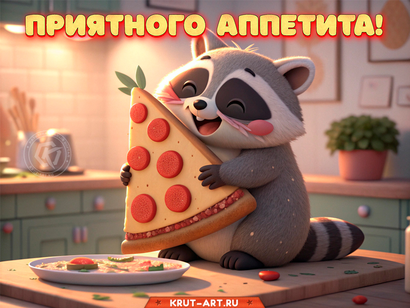 Приятного аппетита от милого енота!