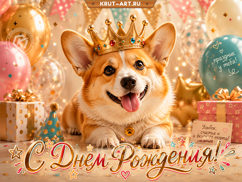 🎂 С Днём Рождения от милого корги! 🐶🎉